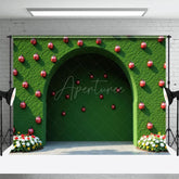 Aperturee - Aperturee Green Arch Wall Ladybug Summer Photography Backdrop